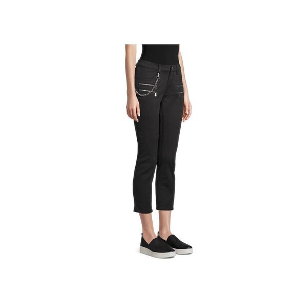 WEWOREWHAT The Rocker Black Low-Rise Copped Chain Jeans - Picture 3 of 3